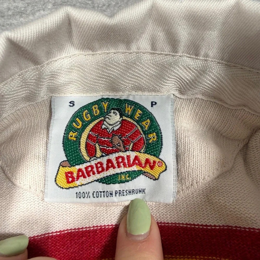 Barbarian Rugby Shirt Mens Small Red Striped Vintage 90s RCSS Field Hockey Polo - Picture 5 of 11